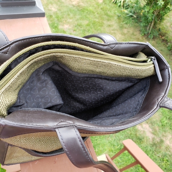 VINTAGE Bag LIZ CLAIBORNE Olive Green Roomy Vegan - Picture 11 of 13